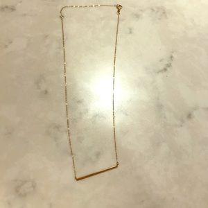 14k solid yellow Italian gold bar necklace